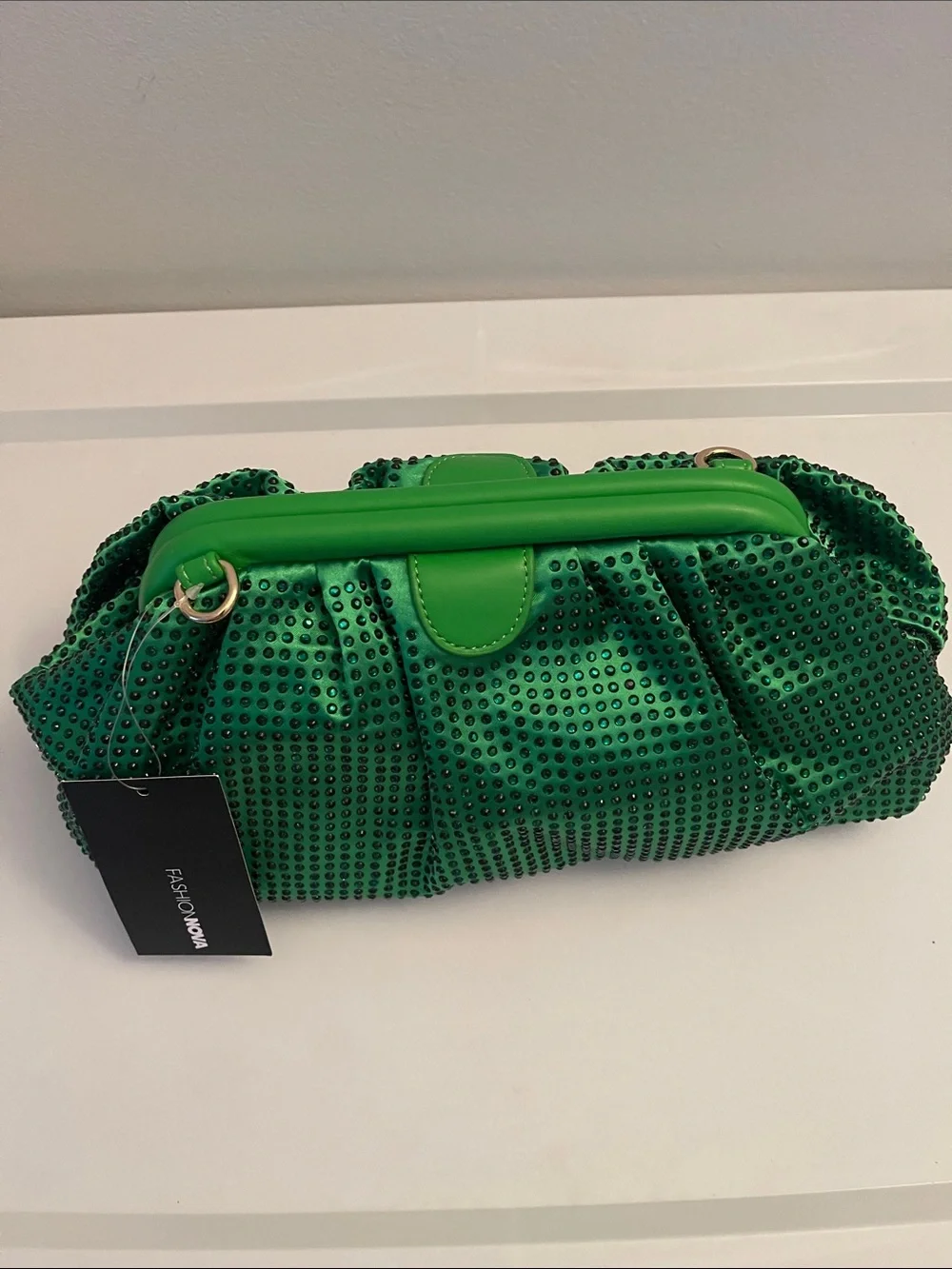 Fashion Nova Emerald Green Studded Clutch